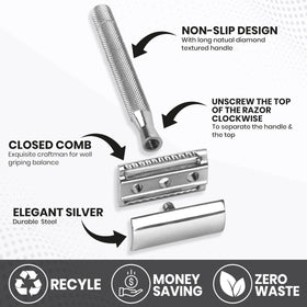 ASIPRO pack of ten double-edge blades displayed for long-lasting shaving value
