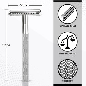 ASIPRO razor head open demonstrating easy blade change and safe replacement