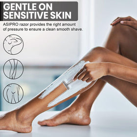 ASIPRO razor held in hand to show scale and balanced weight for steady strokes