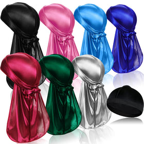 ASKNOTO front pack showing seven durags and one wave cap, ready-to-wear protection