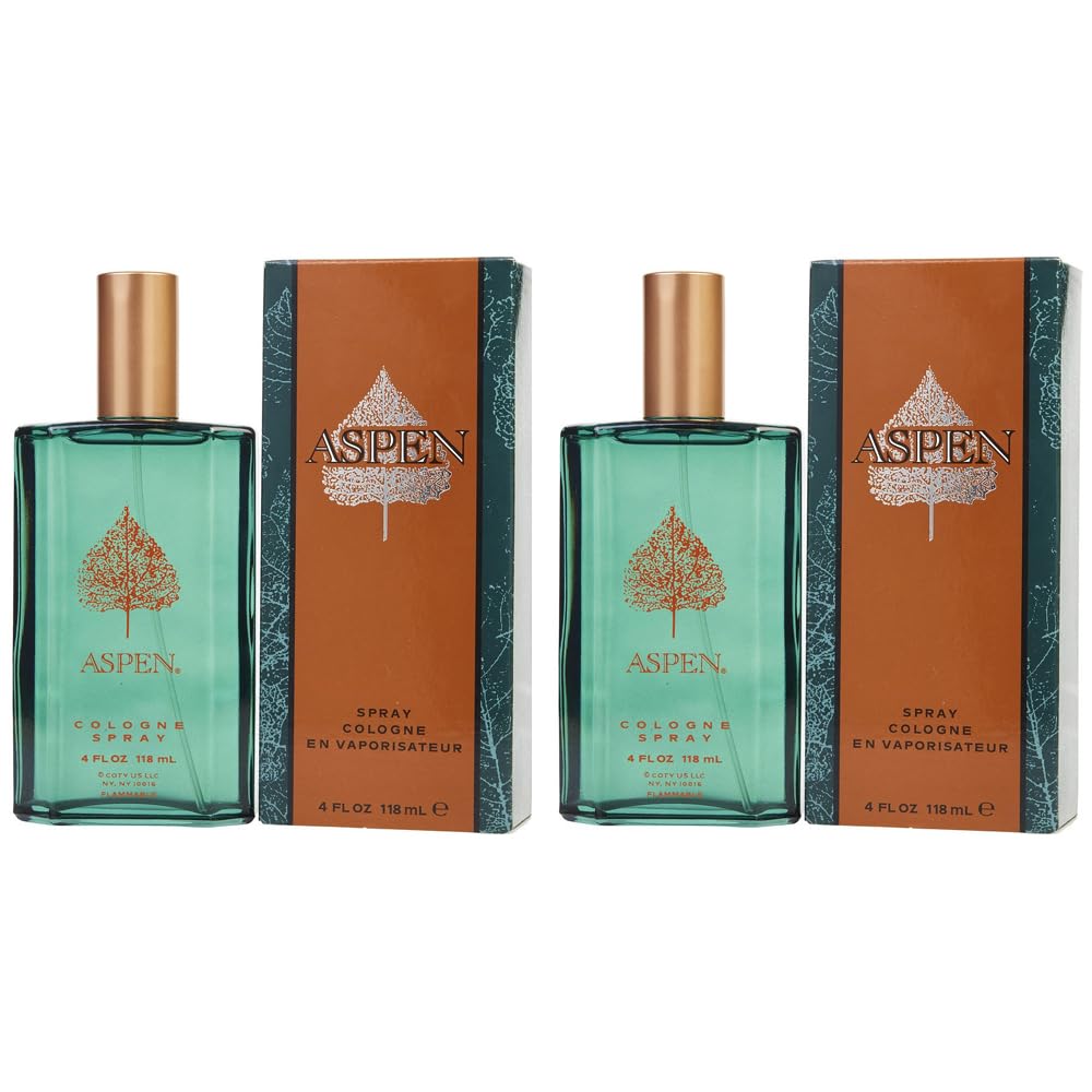 Aspen by Coty front packaging showing bottle and label, clear branding benefit