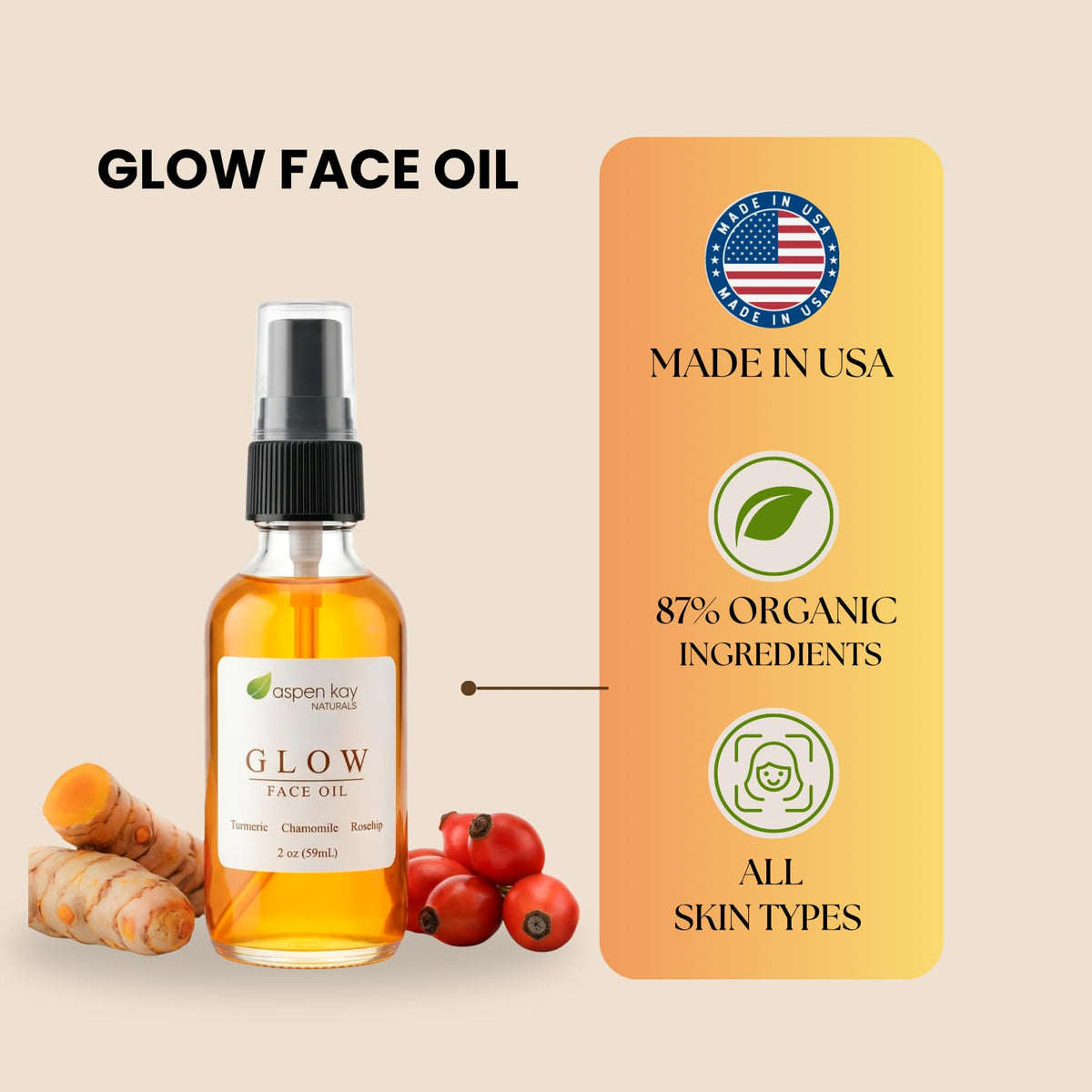 Aspen Kay Naturals close-up of label highlighting organic ingredients and clarity