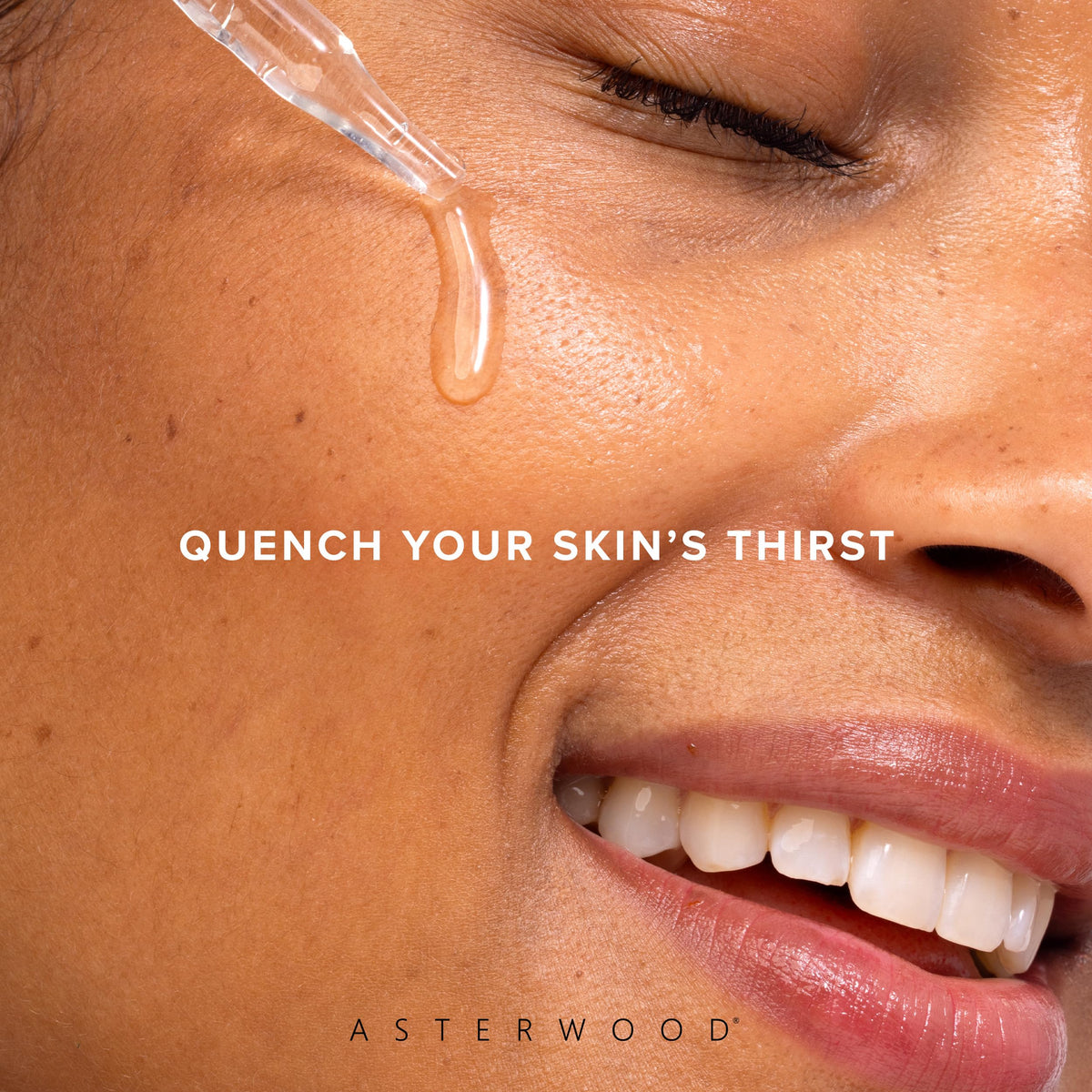 Asterwood serum applied to hand demonstrating fast absorption and plumping