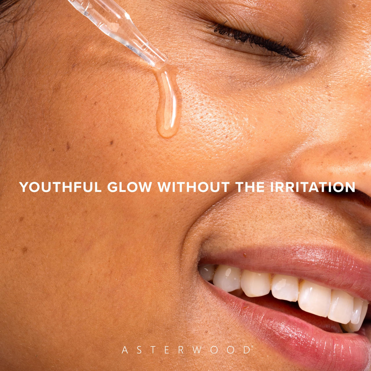 Asterwood applying serum on hand demonstrating hydration and gentle finish