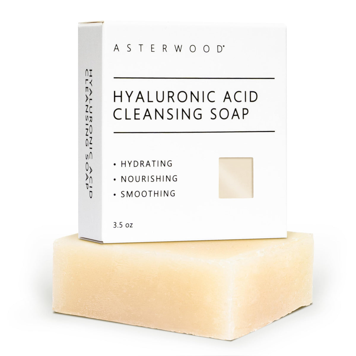 Asterwood face soap front packaging showing clean label and 3.5 oz size for clear product info
