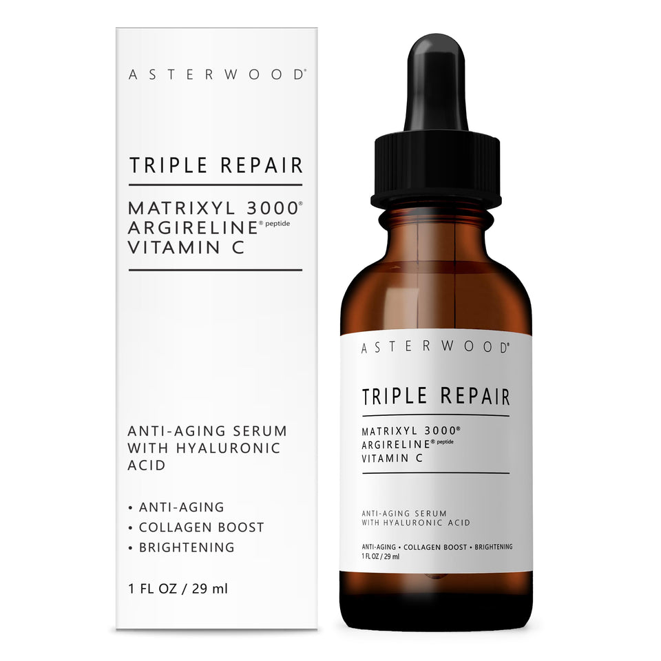 Asterwood front bottle view showing clear label and anti-aging benefits