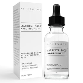 Asterwood serum front packaging showing sleek bottle and product benefit