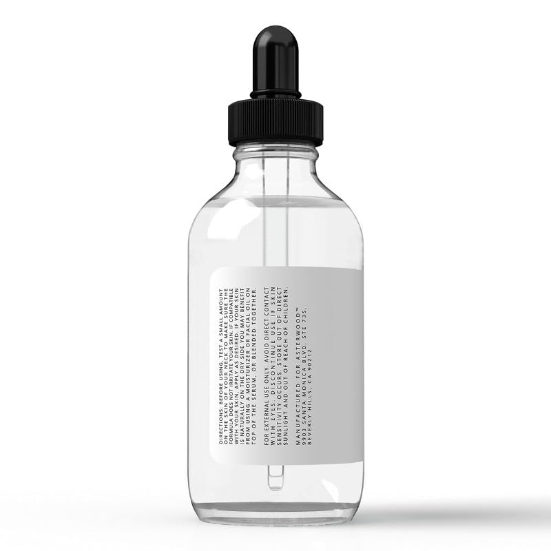 Asterwood serum on bathroom shelf suggesting daily routine use
