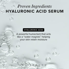 Asterwood serum texture on hand highlighting lightweight absorbency benefit