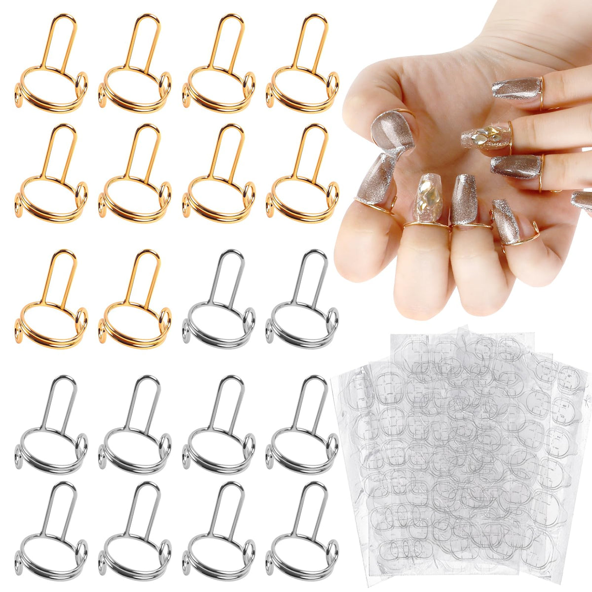 ASTONFOG front view of ring set showing included rings and tabs for easy styling
