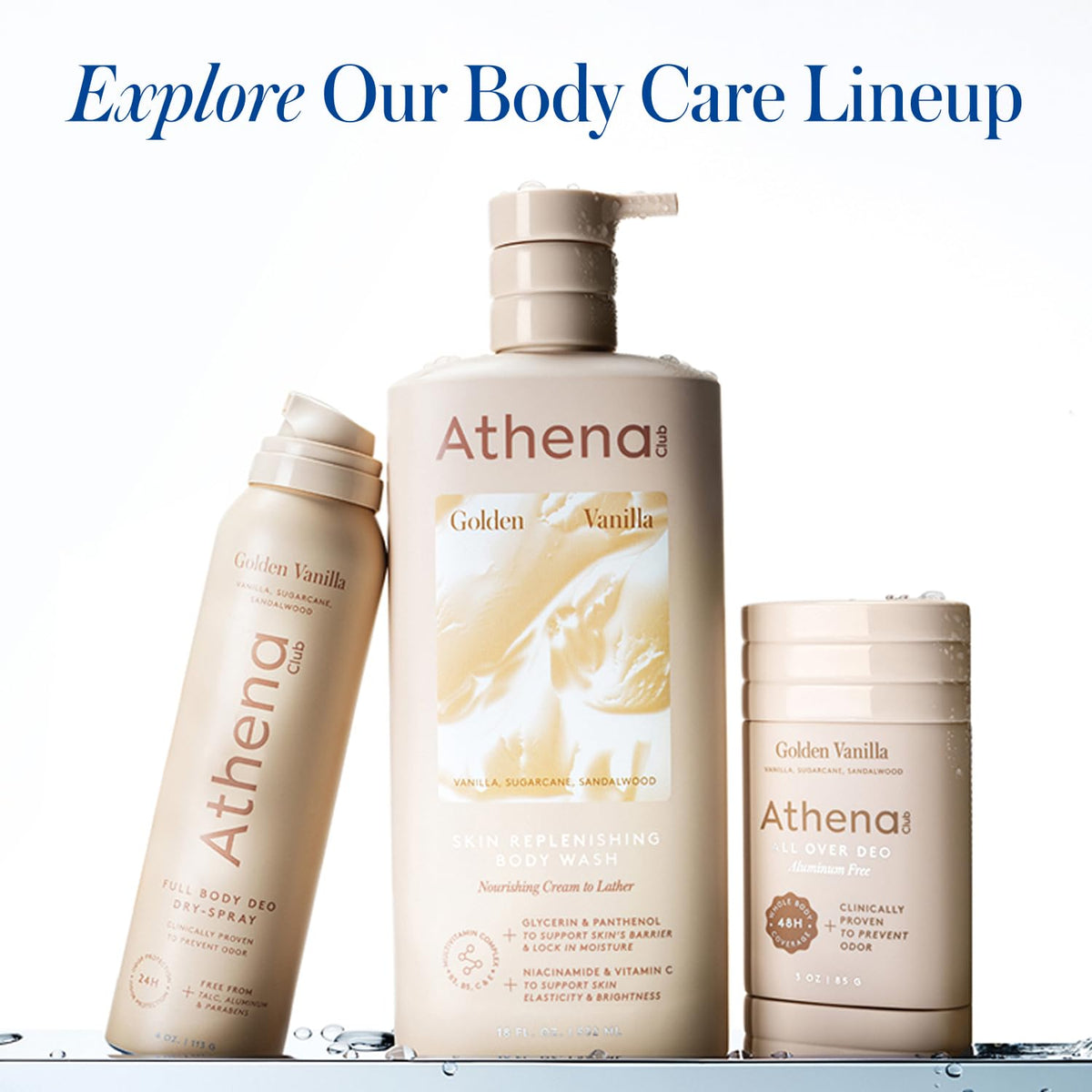 Applying Athena Club Deo to foot demonstrating odor control benefit for toes and soles