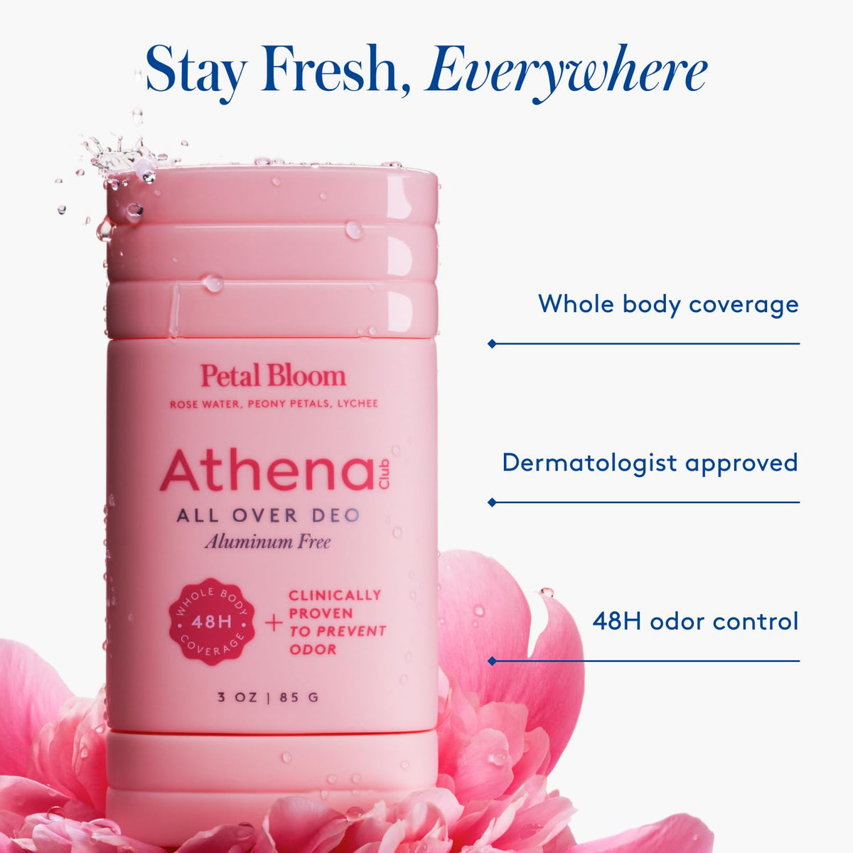 Athena Club label close-up highlighting ingredient list and aluminum-free benefit
