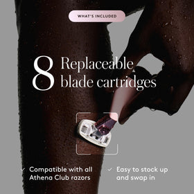 Athena Club close-up of cartridge serum strip highlighting shea butter and hyaluronic slip