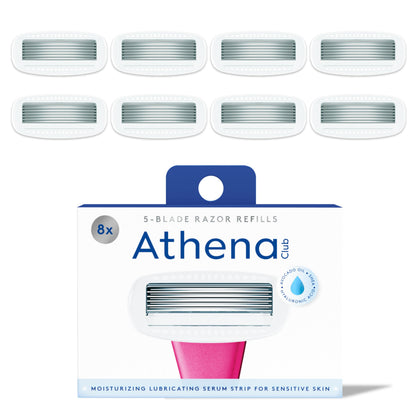 Athena Club front packaging showing 8-count refill pack and branding for convenient supply