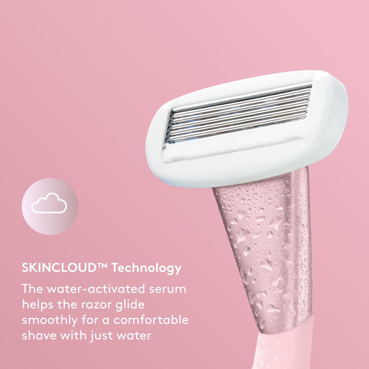 Athena Club cartridge in use shaving a leg demonstrating reduced irritation and smoothness