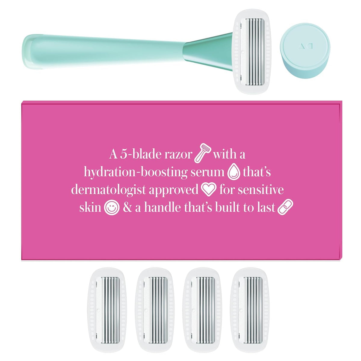 Lifestyle bathroom scene with Athena Club mint razor displayed for everyday use convenience