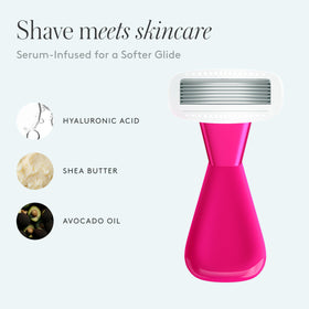 Athena Club razor packed in a travel purse illustrating portability and on-the-go grooming