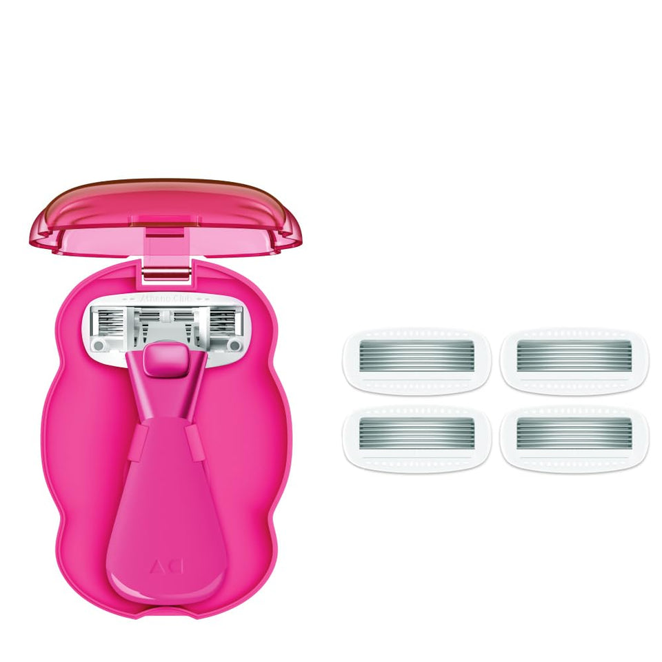Athena Club front packaging showing compact travel razor benefits