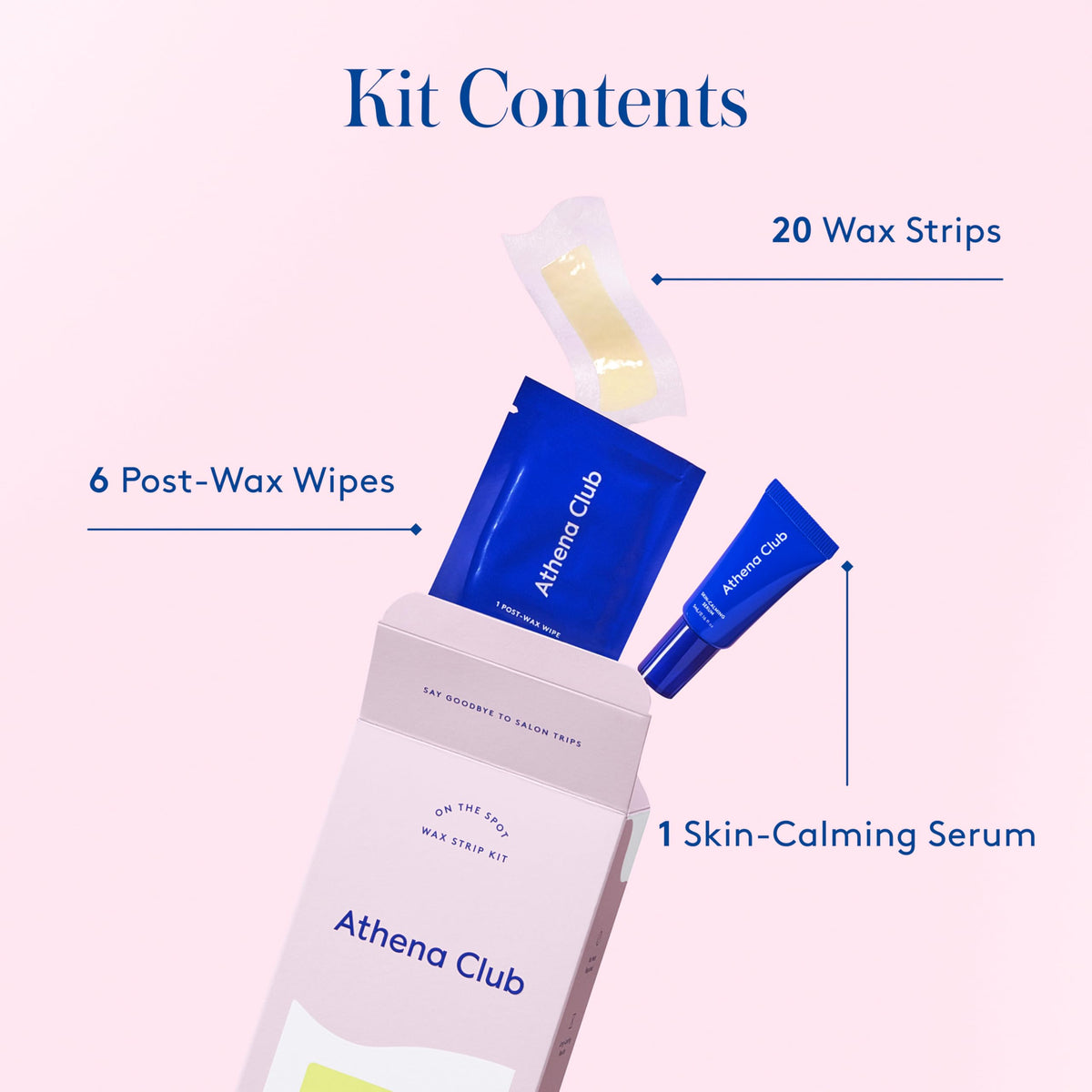 Athena Club post-wax wipe and serum displayed for clean, hydrated skin