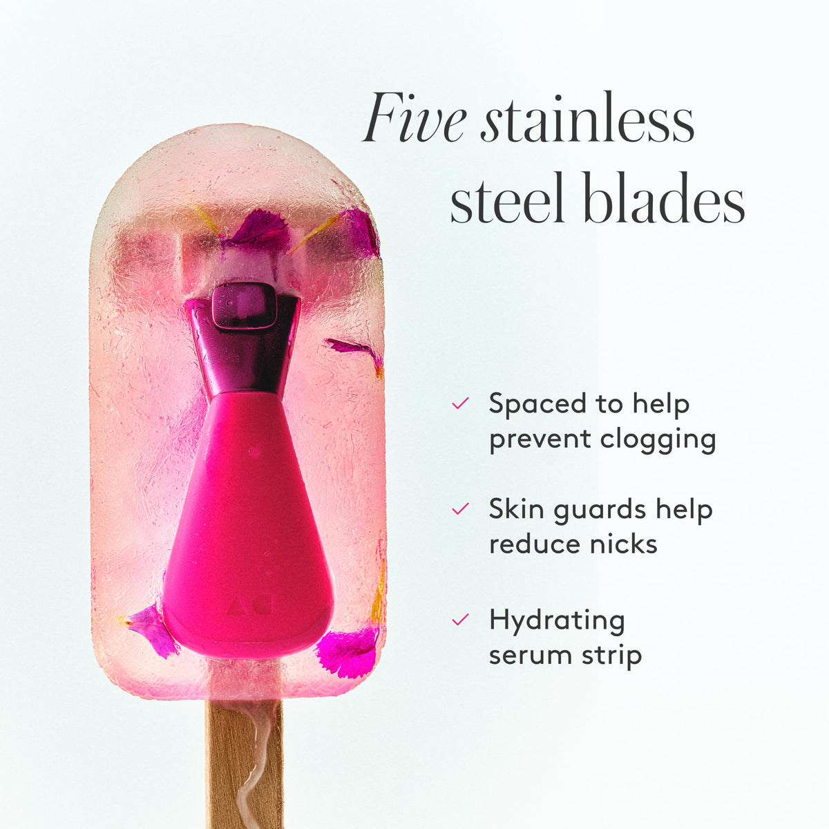 Athena Club serum-infused glide strip close-up showing shea and hyaluronic hydration benefits