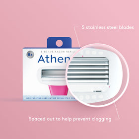 Athena Club side profile showing five stainless steel blades aligned for smooth gliding