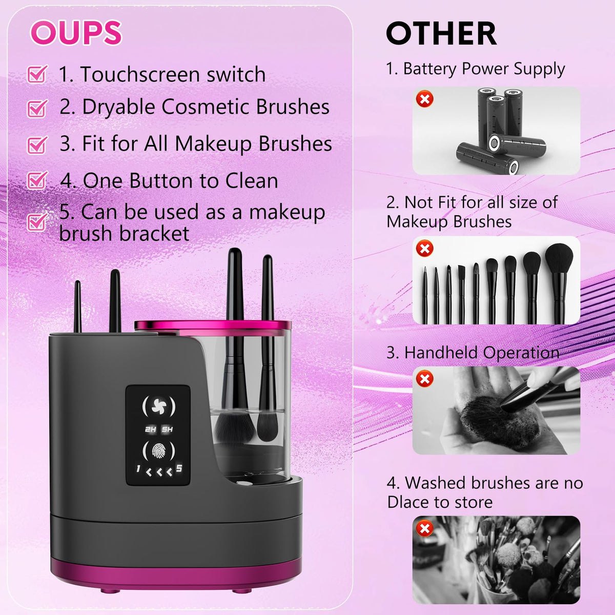 ATIDIE device cleaning a brush with solution showing thorough residue removal benefit
