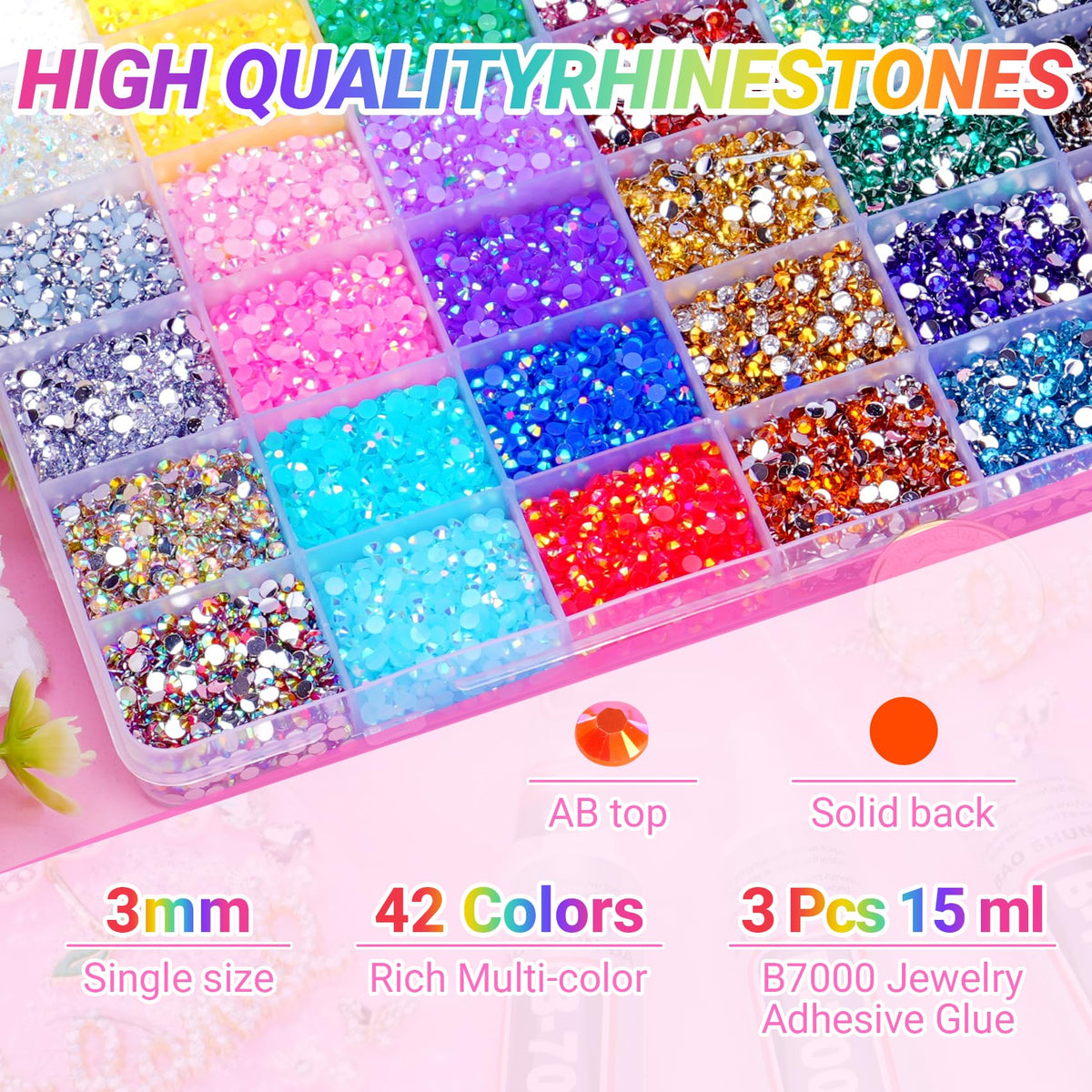 Atifober multicolor stones applied on fabric showing decorative enhancement