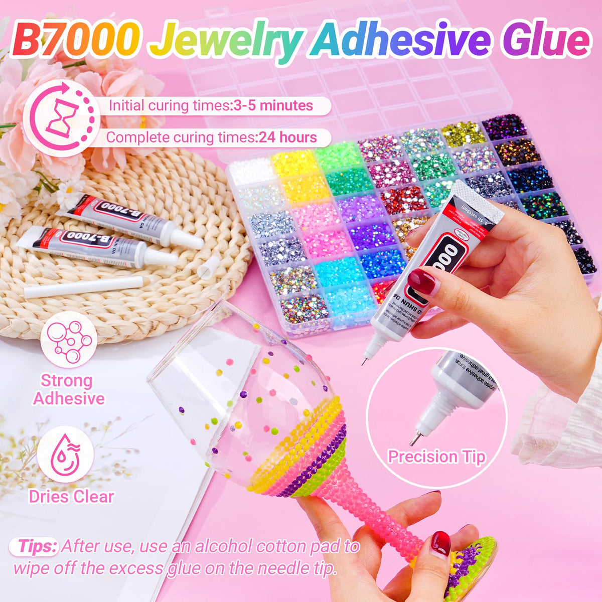 Atifober tools and B7000 glue detail for precise placement and strong adhesion
