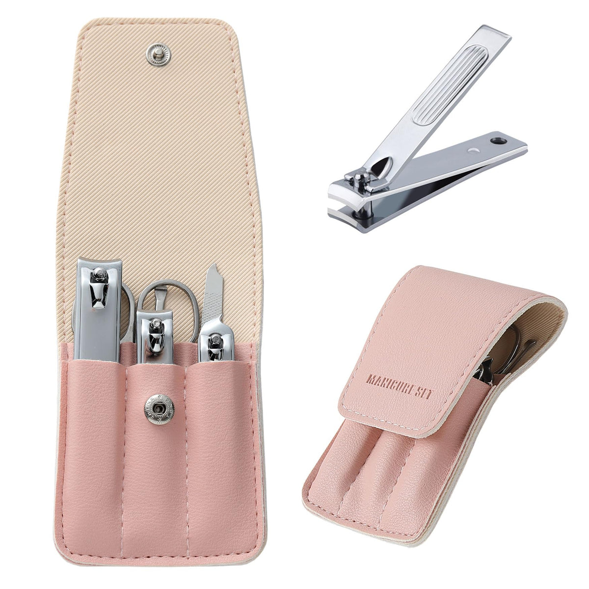 atimier front packaging view showing pink case and six-piece set for easy gifting
