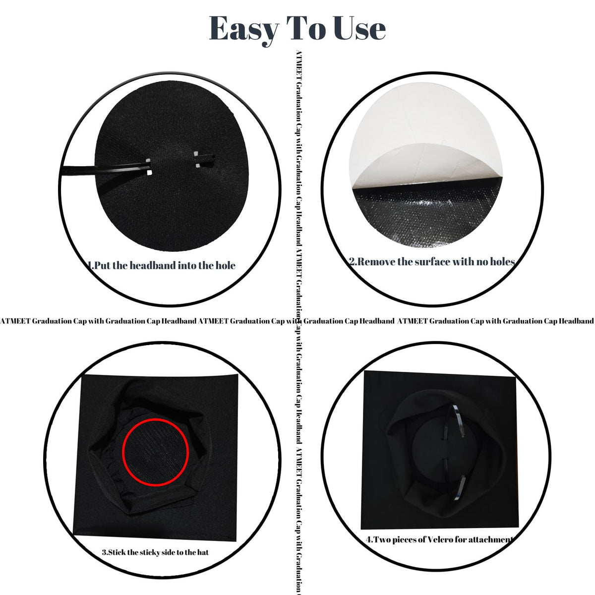 ATMEET close-up of elastic and loop material highlighting durable, gentle hold benefit