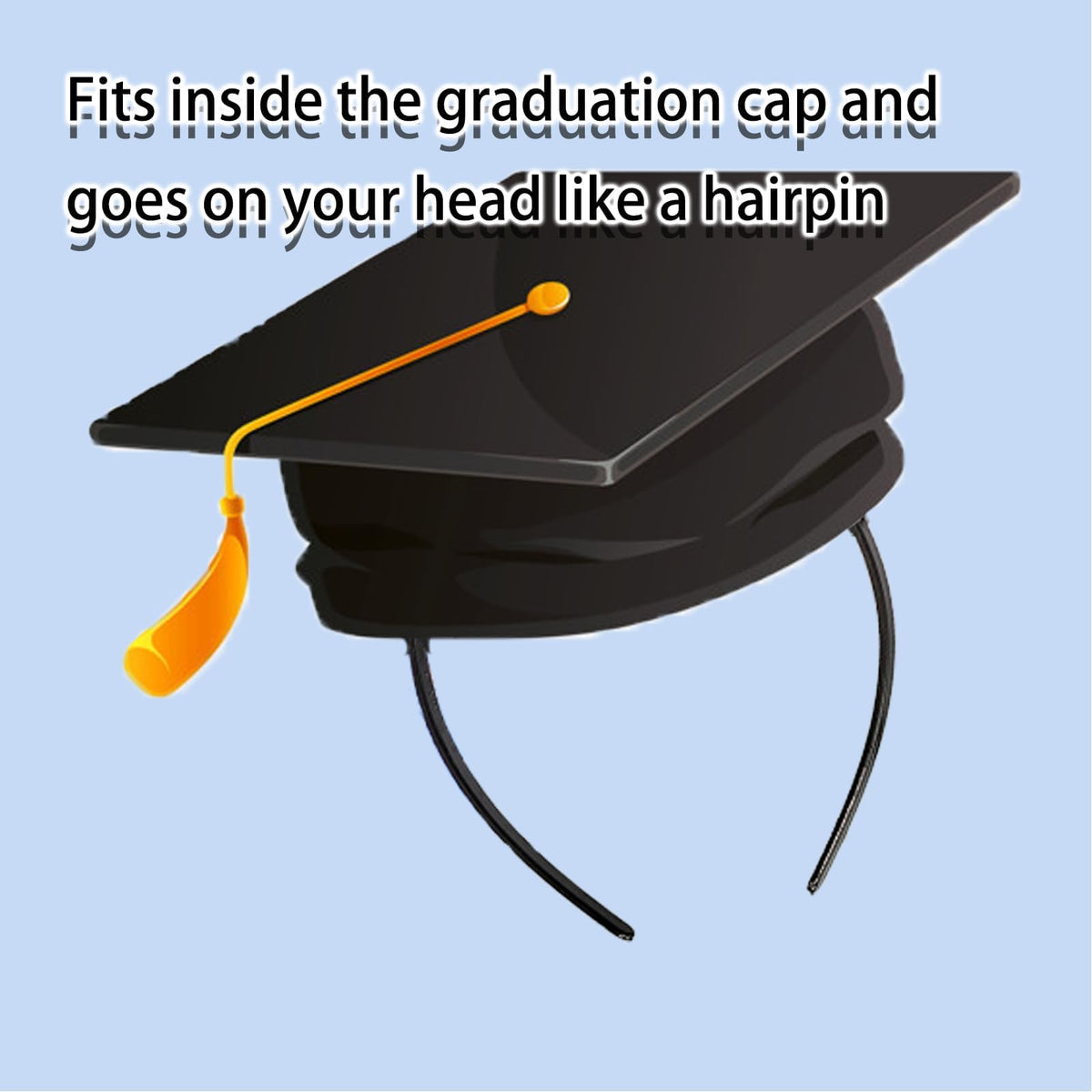 ATMEET student wearing mortarboard with headband demonstrating secure cap benefit