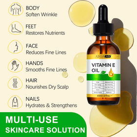 massaging ATOANY Vitamin E oil onto damp body skin to lock moisture