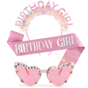 Atoden front view of complete birthday girl set highlighting cohesive styling