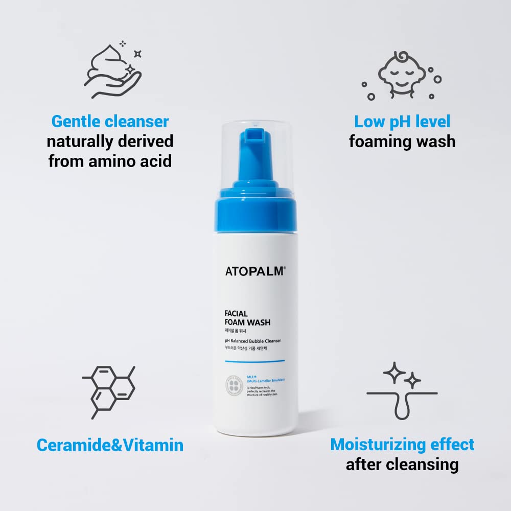 ATOPALM foam texture on hand demonstrating soft, non-stripping lather