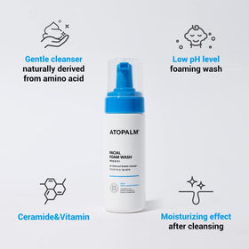 ATOPALM foam texture on hand demonstrating soft, non-stripping lather