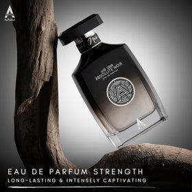 Close-up of Atralia Absolute Noir bottle glass highlighting finish