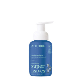 ATTITUDE blueberry foaming hand soap front view shows bottle and pump for safe use