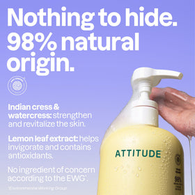 ATTITUDE gel lathered as soft foam demonstrating gentle cleanse