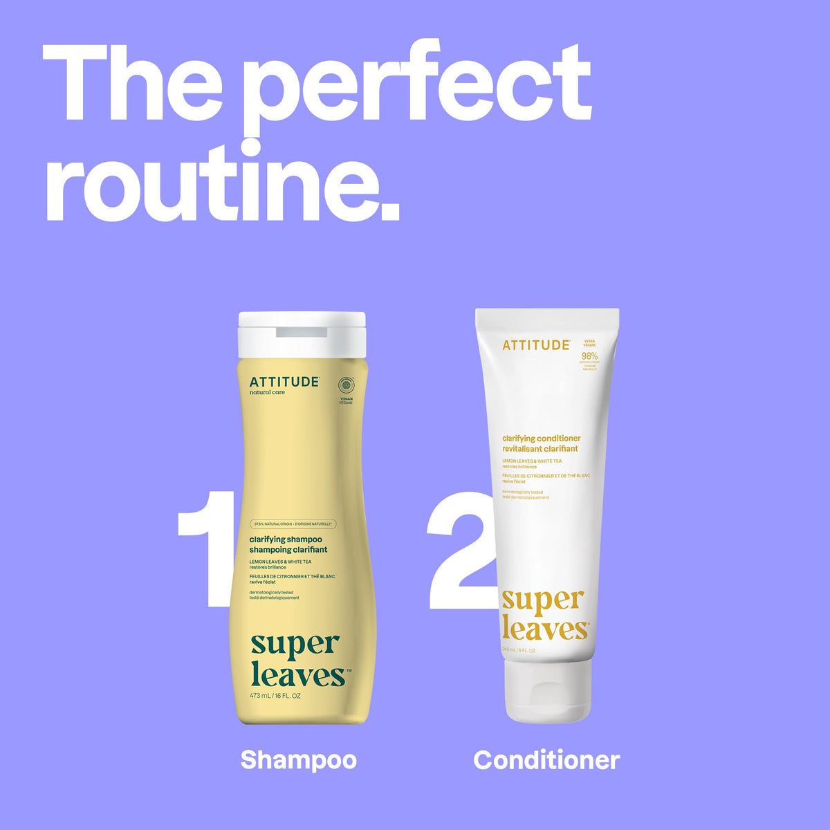 ATTITUDE bottle in shower with water running illustrating clarifying use benefit