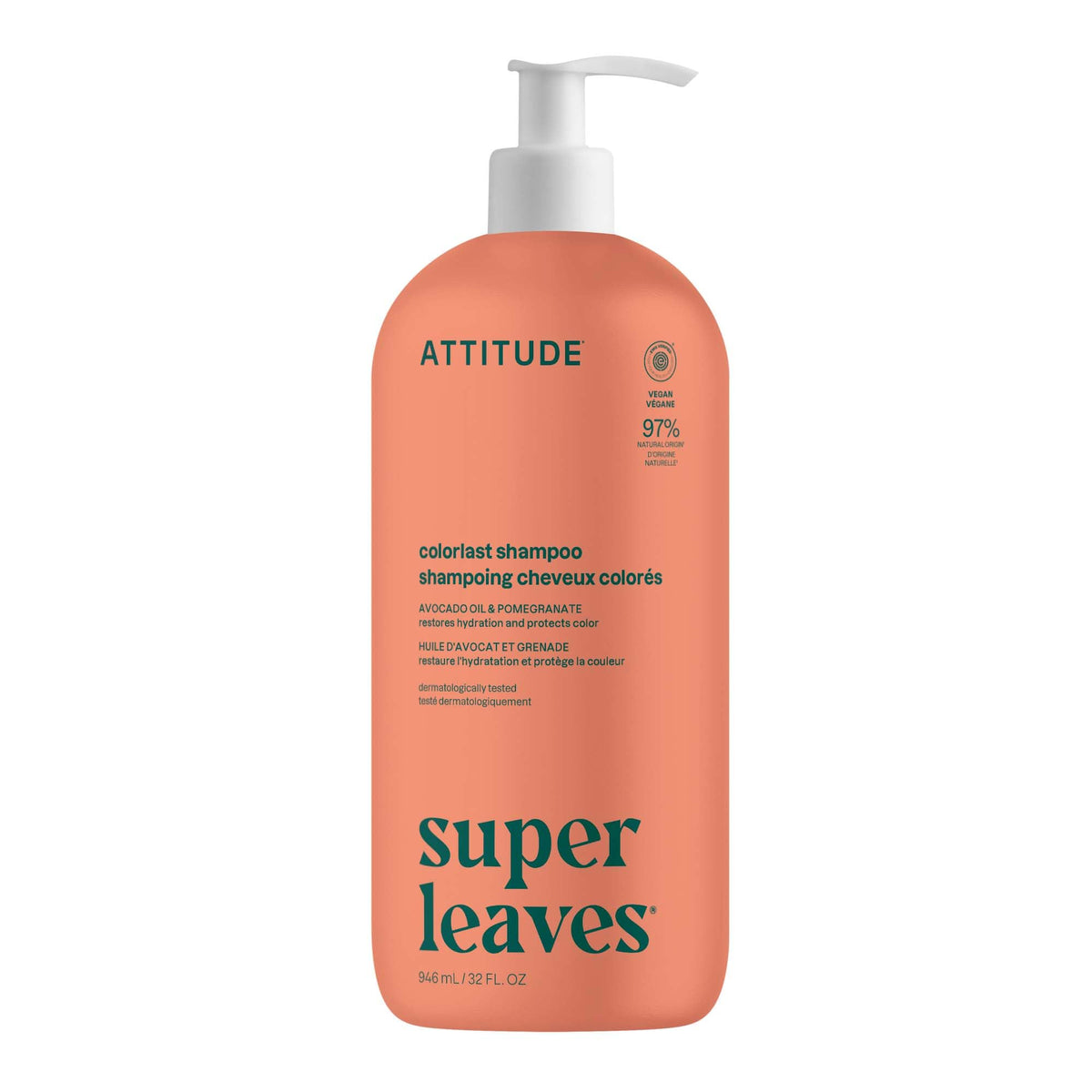 ATTITUDE Colorlast shampoo front bottle showing clean packaging and size benefit