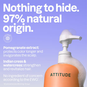 ATTITUDE Colorlast dispense pump with shampoo drop showing easy application benefit