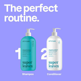 ATTITUDE conditioner in shower being applied to wet hair for soothing scalp