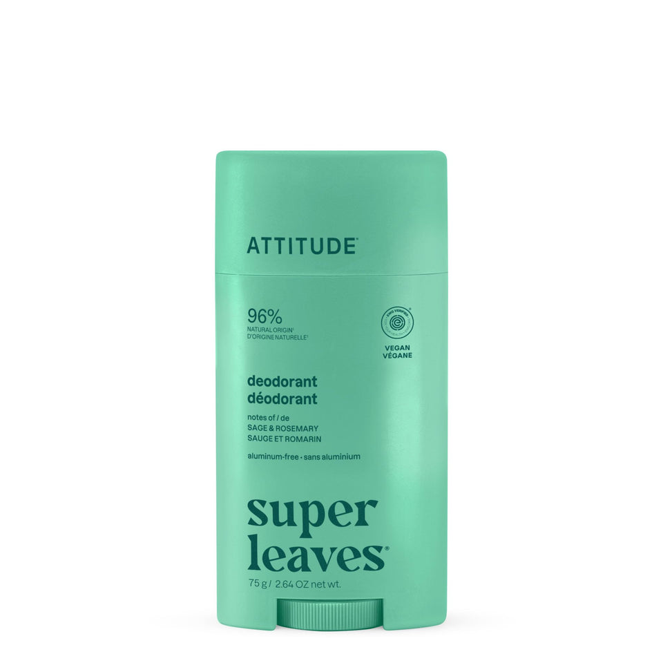 ATTITUDE front packaging showing sage and rosemary scent, conveys clean formulation benefit