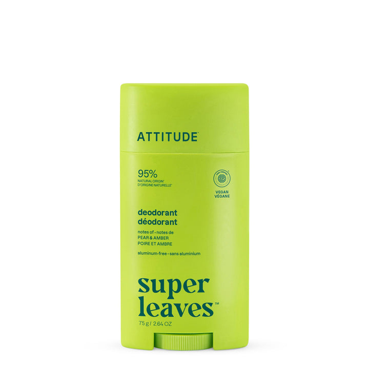 ATTITUDE front packaging showing pear and amber scent and benefits