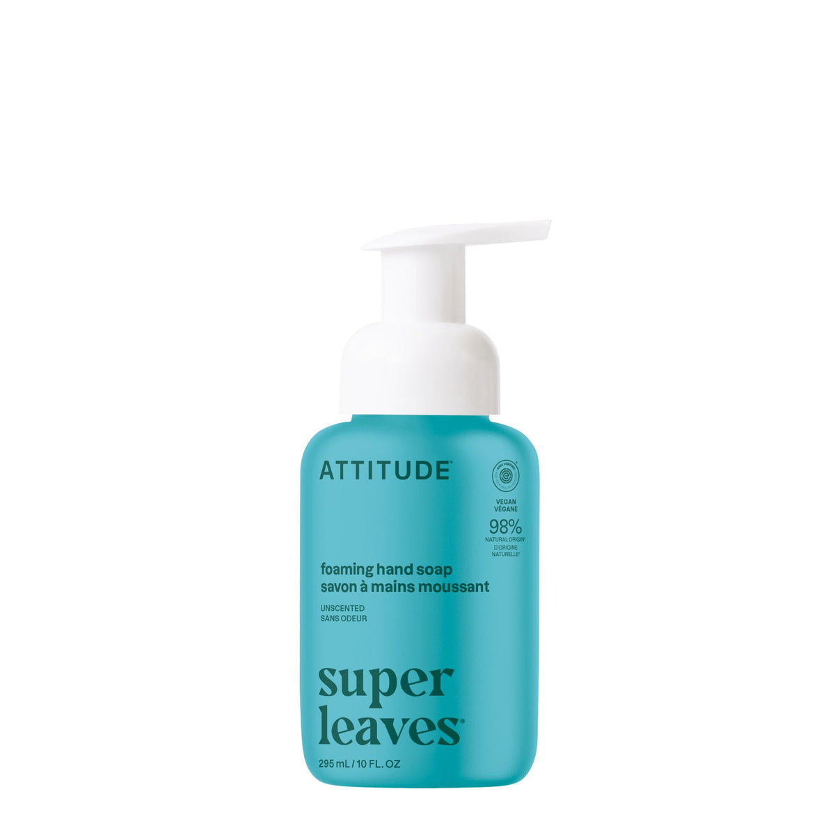 ATTITUDE front packaging showing unscented foaming soap, clear benefits
