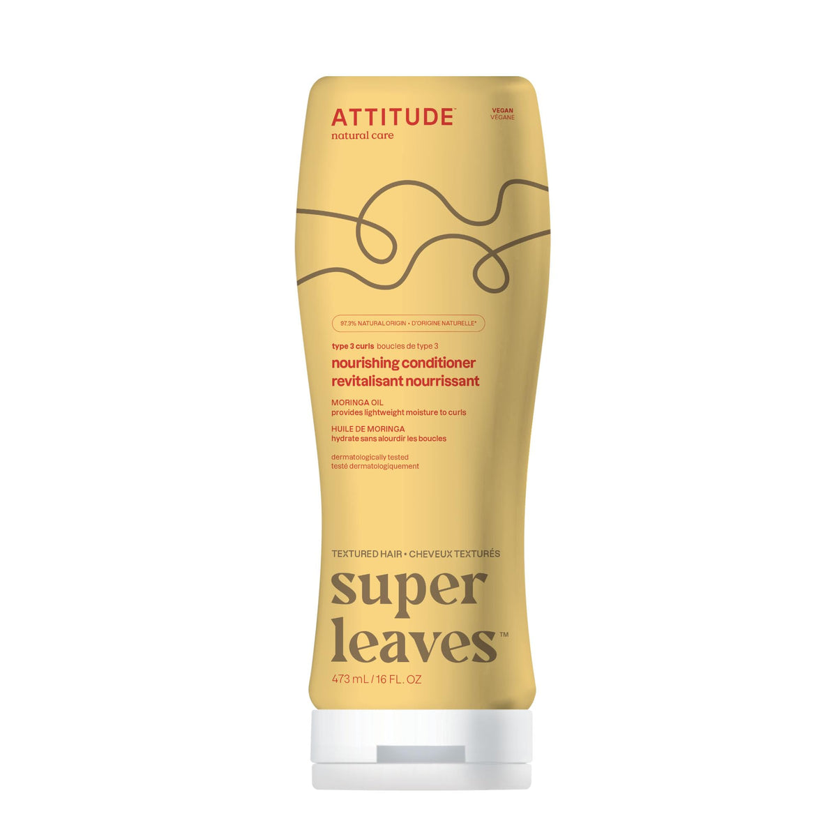 ATTITUDE front bottle of nourishing conditioner showing clean packaging and benefit