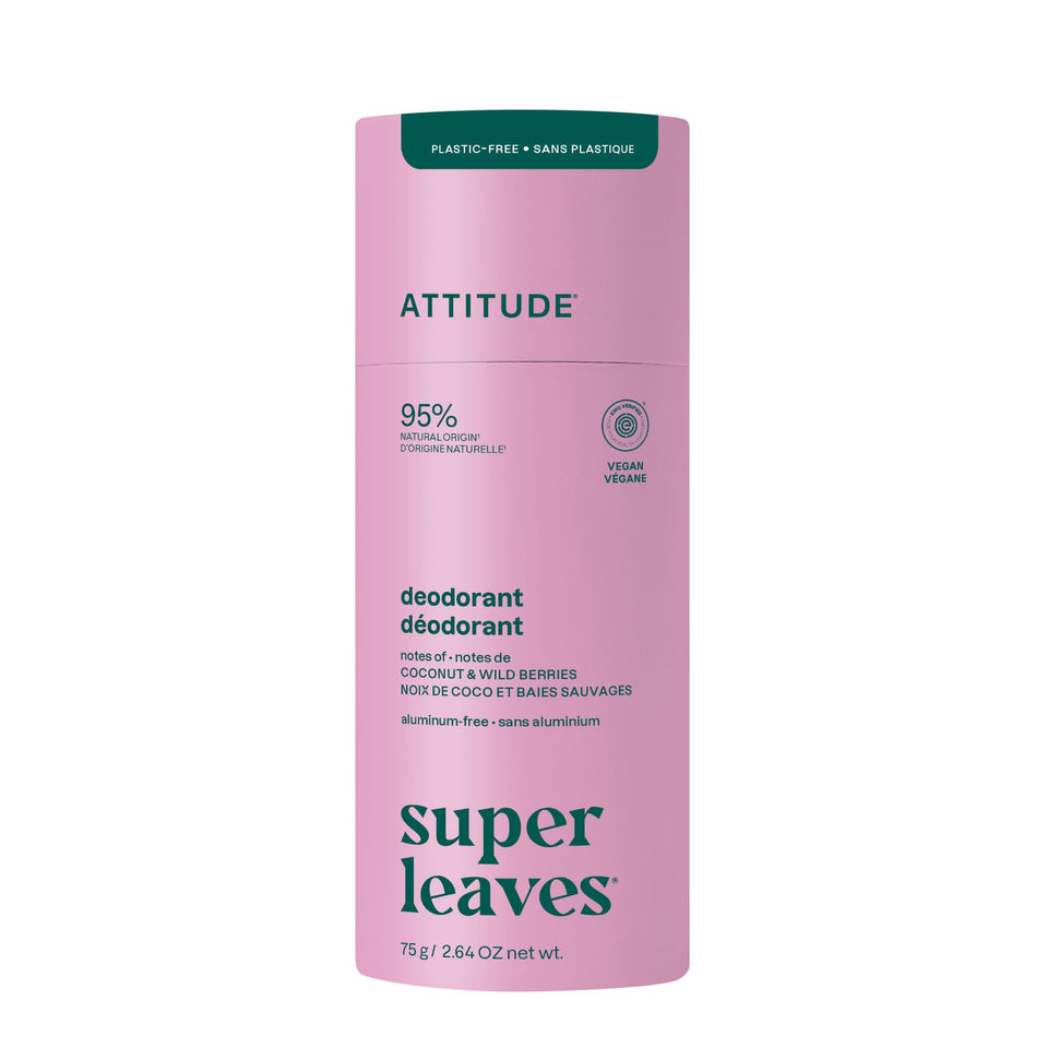 ATTITUDE front packaging showing coconut and wild berry scent and recyclable benefit