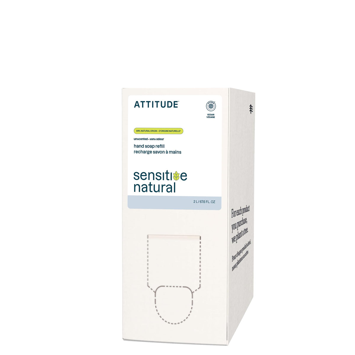 ATTITUDE front pouch showing label and refill size, promotes eco-friendly refill
