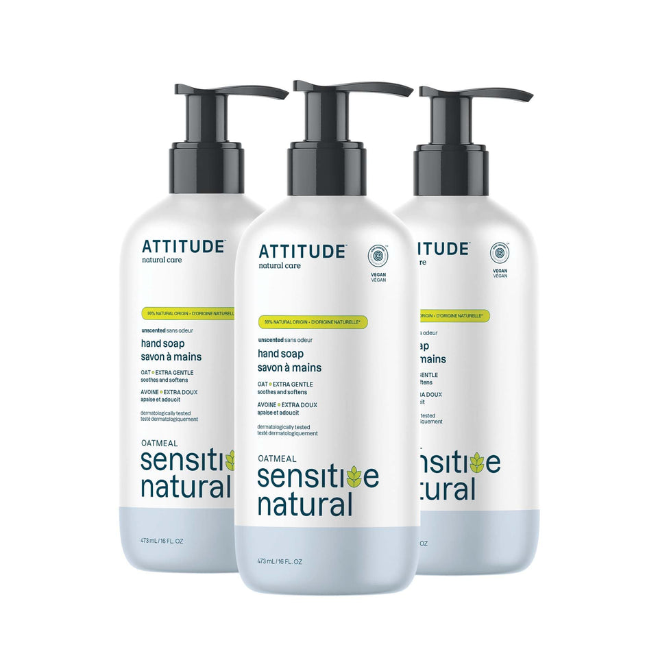 ATTITUDE front bottle view showing unscented formulation and clean design benefits