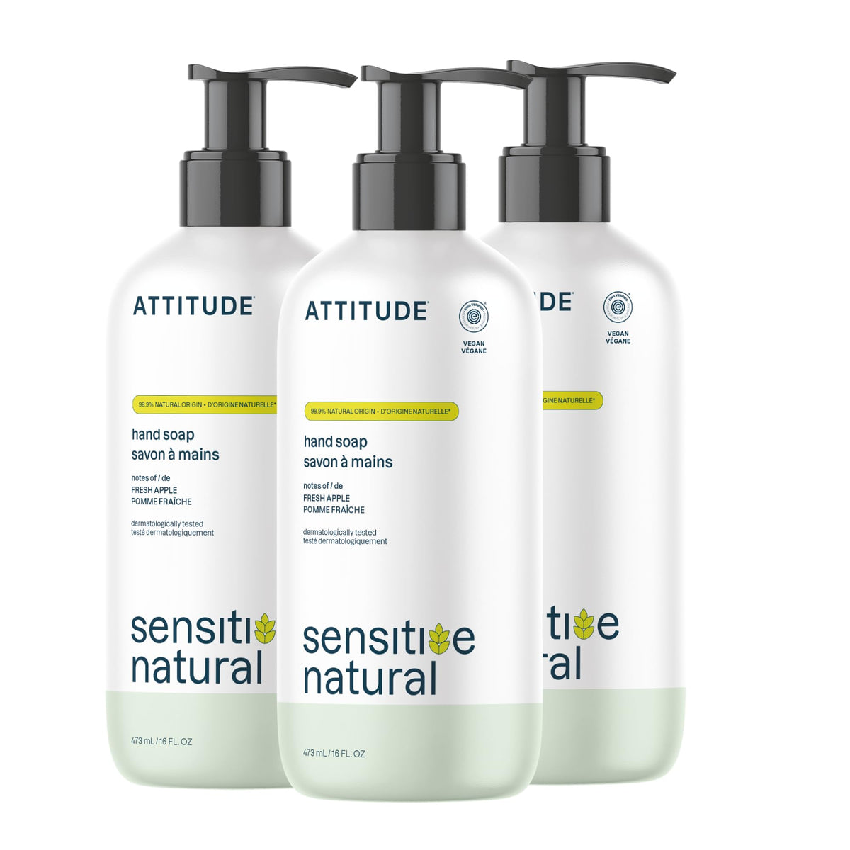 ATTITUDE front packaging showing 16 fl oz bottle and fresh apple scent